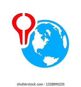 globe with map pin. travel icon