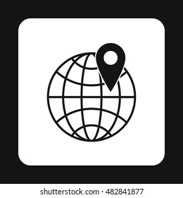 Globe and map pointe icon in simple style on a white background vector illustration
