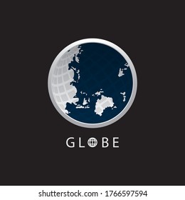 Globe map round earth logo vector image,Vector earth globes isolated on black background.