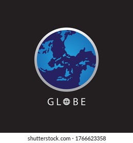 Globe map round earth logo vector image,Vector earth globes isolated on black background.