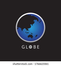 Globe map round earth logo vector image,Vector earth globes isolated on black background.