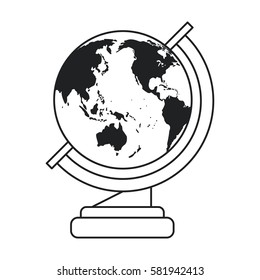 globe map school design thin line