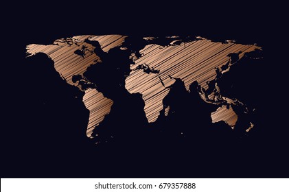 Globe map with texture. Vector Design.