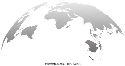 Globe Map in Trendy Grey Design Isolated on White Background. Vector Illustration