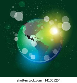 Globe and map vector background