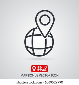 Globe map vector icon