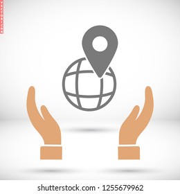 Globe map vector icon