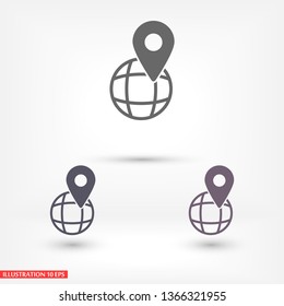 Globe map vector icon