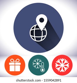 Globe map vector icon , lorem ipsum Flat design