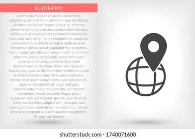 Globe map vector icon , lorem ipsum Flat design