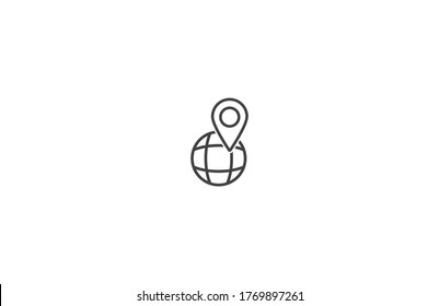 Globe map vector icon , lorem ipsum Flat design