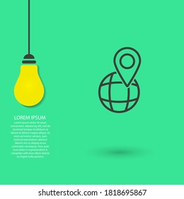 Globe map vector icon , lorem ipsum Flat design