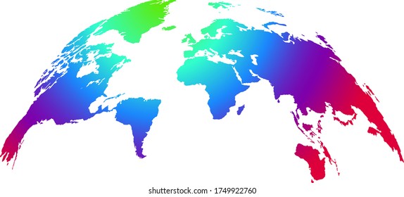 Globe Map in Vibrant Sunrise Colors. Vector Illustration