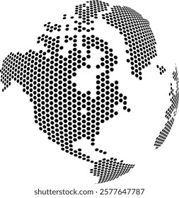 globe map of the world dots	