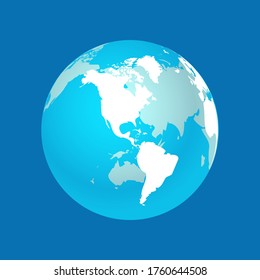 Mapa de globo del mundo transparente en un fondo azul. Vector