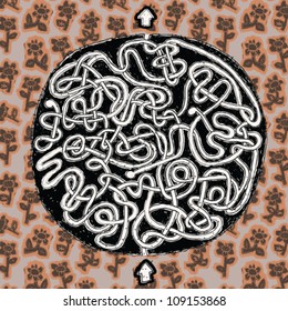 Globe Maze Game (on floral pattern) ... Task: Find the right way through globe!