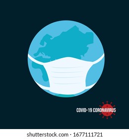 Globe in a medical mask protects against coronavirus.