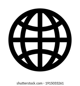 Icono de globo con meridianos, ilustración vectorial aislada. Iconos vectoriales de estilo negro de alta calidad