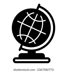 Globe with meridians on stand solid icon, education concept, earth globe vector sign on white background, glyph style icon for mobile concept and web design. Vector graphics