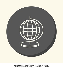 Globe with meridians and parallels, vector round line icon with the illusion of volume, an element for your school site or booklet