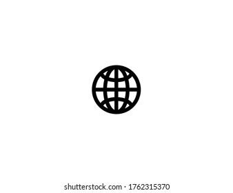 Globe mit Meridians Vektorsymbol. World Wide Web. WWW Internet Symbol. Emoji-Illustrationssymbol des isolierten Globus