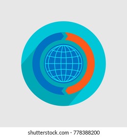 A globe with meridians. Vector illustration.