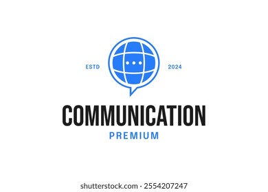 Globe with messaging icon logo design concept template vector illustration