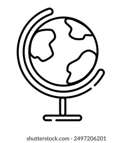 Globe with minimal vector and line art