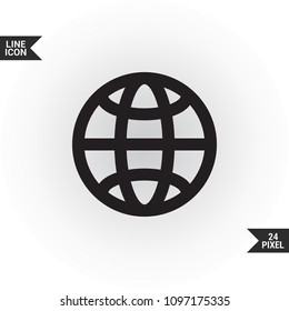 Globe minimalistic vector icon. Planet line minimal icon for flat mobile app and web design.