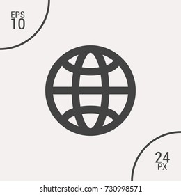 Globe minimalistic vector icon. Planet line minimal icon for flat mobile app and web design.