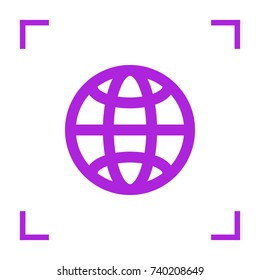 Globe minimalistic vector icon. Planet line minimal icon for flat mobile app and web design.