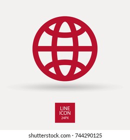 Globe minimalistic vector icon. Planet line minimal icon for flat mobile app and web design.