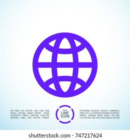 Globe minimalistic vector icon. Planet line minimal icon for flat mobile app and web design.