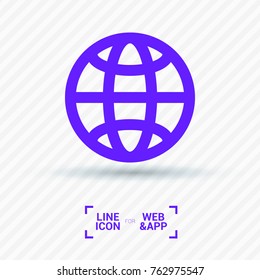 Globe minimalistic vector icon. Planet line minimal icon for flat mobile app and web design.