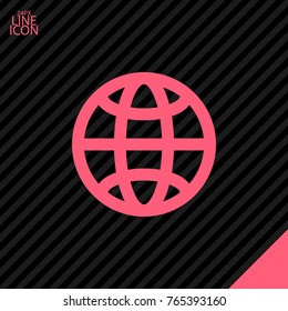 Globe minimalistic vector icon. Planet line minimal icon for flat mobile app and web design.