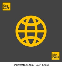 Globe minimalistic vector icon. Planet line minimal icon for flat mobile app and web design.