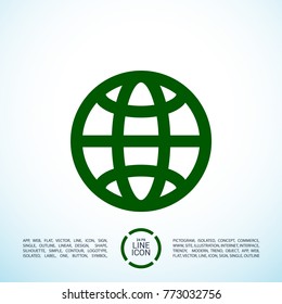 Globe minimalistic vector icon. Planet line minimal icon for flat mobile app and web design.