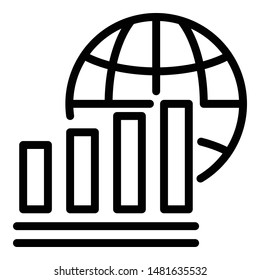 Globe and mobile network icon. Outline globe and mobile network vector icon for web design isolated on white background