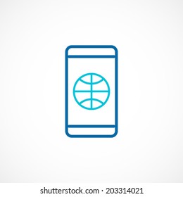 Globe in the mobile phone. Vector illustration. 