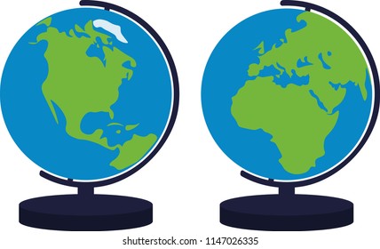 The globe with the model of the planet Earth on both sides