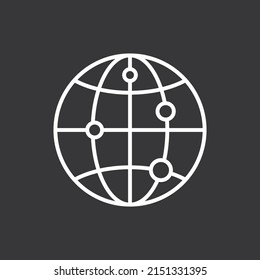 Globe model with points icon on grey background