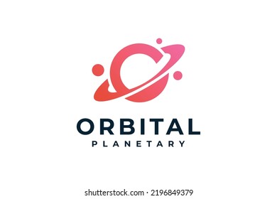 Globe modern planet orbit galaxy logo icon