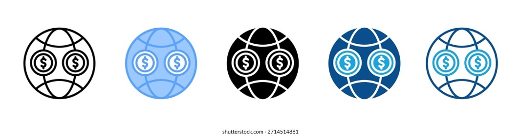 Globo Money icono conjunto de múltiples estilos de colección