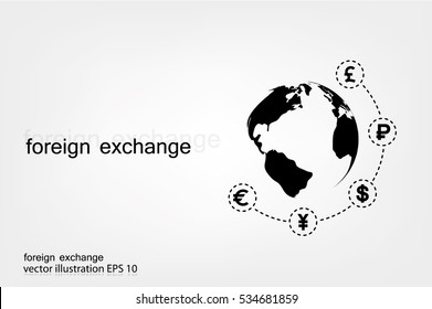 Globe And Money Icon Vector EPS 10, Abstract Sign Currency Exchange Flat Design,  Illustration Modern Isolated Badge For Website Or App - Stock Info Graphics.