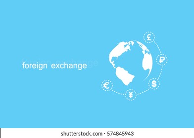 Globe and money icon vector EPS 10, abstract sign currency exchange flat design,  illustration modern isolated badge for website or app - stock info graphics..