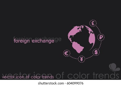 Globe and money icon vector EPS 10, abstract sign currency exchange flat design,  illustration modern isolated badge for website or app - stock info graphics 
