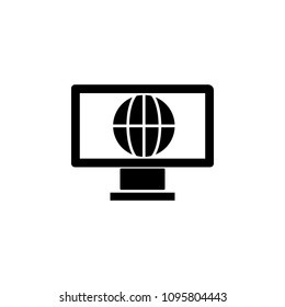 globe in the monitor icon. Element of web icon for mobile concept and web apps. Isolated globe in the monitor icon can be used for web and mobile on white background