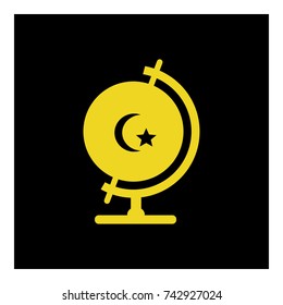 globe moon star icon vector