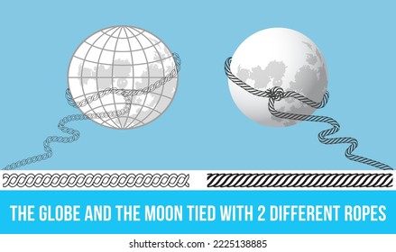 El globo y la luna están atados con dos cuerdas diferentes.