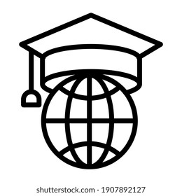       Globe with mortarboard, global learning icon